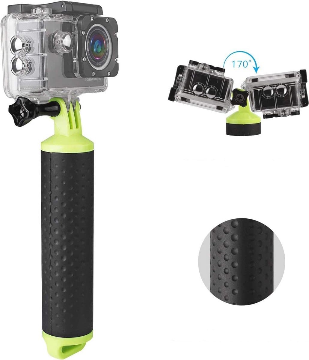 Waterproof Handle Monopod for Swimmer Selfies and Action Cameras