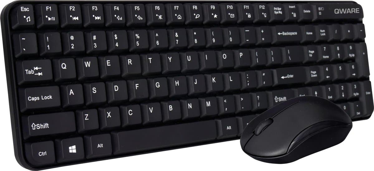 Qware Office - Toetsenbord - Muis - Draadloos - 2.4ghz - USB - Desktopset - Combo - Waterford - Zwart - Qwerty