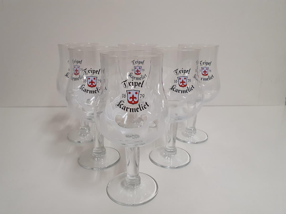6x 30cl Tripel Karmeliet Bierglas op Voet Bierglazen Bokaal bier glas glazen