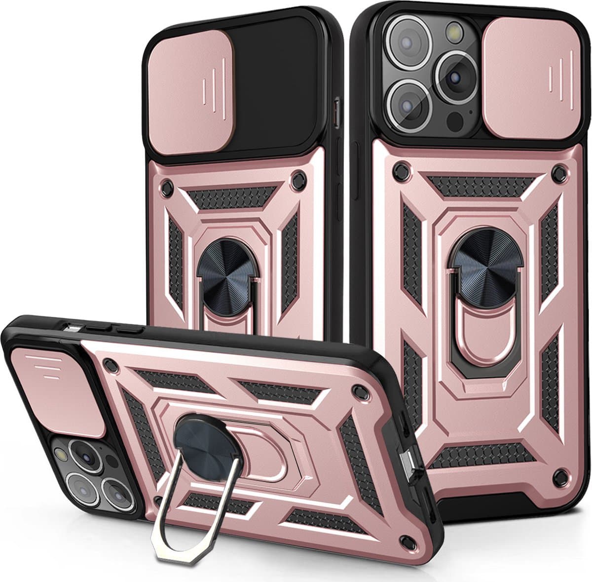 Hoesje geschikt voor Samsung Galaxy S23 Ultra - Backcover - Rugged Armor - Camerabescherming - Extra valbescherming - TPU - Rose Goud