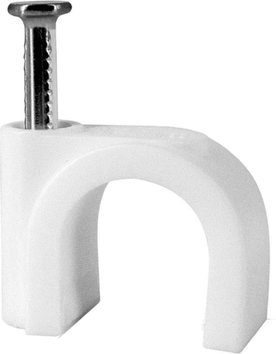 Tack Spijkerclips 3.5mm - Rond - Wit - 100st per doosje