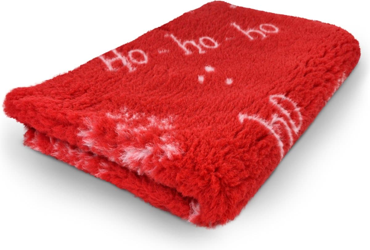 Kerst Vetbed Ho-Ho-Ho - Antislip Hondenmat - Rood - 100 x 75 cm - Kerst Decoratie - Benchmat - Benchkussen
