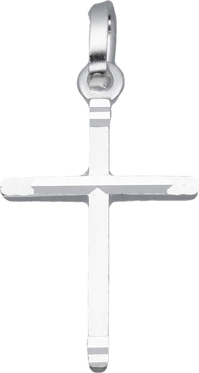 Classics&More hanger - kruisje - zilver - 19 x 12 mm - bewerkt - massief