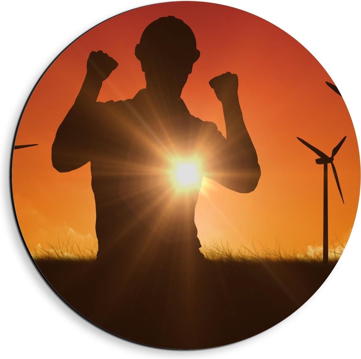 Dibond Wandcirkel - Bouwvvakker voor Windmolens - 40x40cm Foto op Aluminium Wandcirkel (met ophangsysteem)