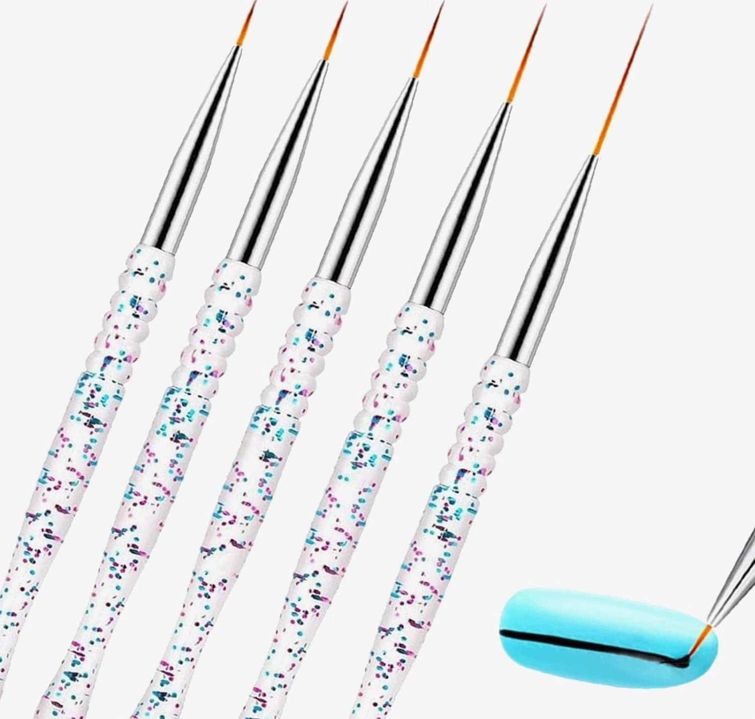 5x Precisie Nagel Penseel Set voor Gel & Nail Art