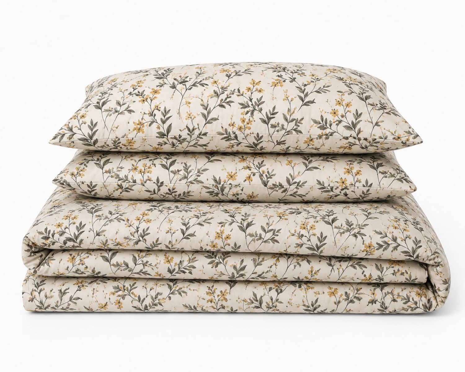 LALIVA Olivia Tweepersoons Dekbedovertrekset – 200 x 220 cm – Botanisch Bloemendessin – Crème/Grijs – 100% Katoen – 2 Kussenslopen