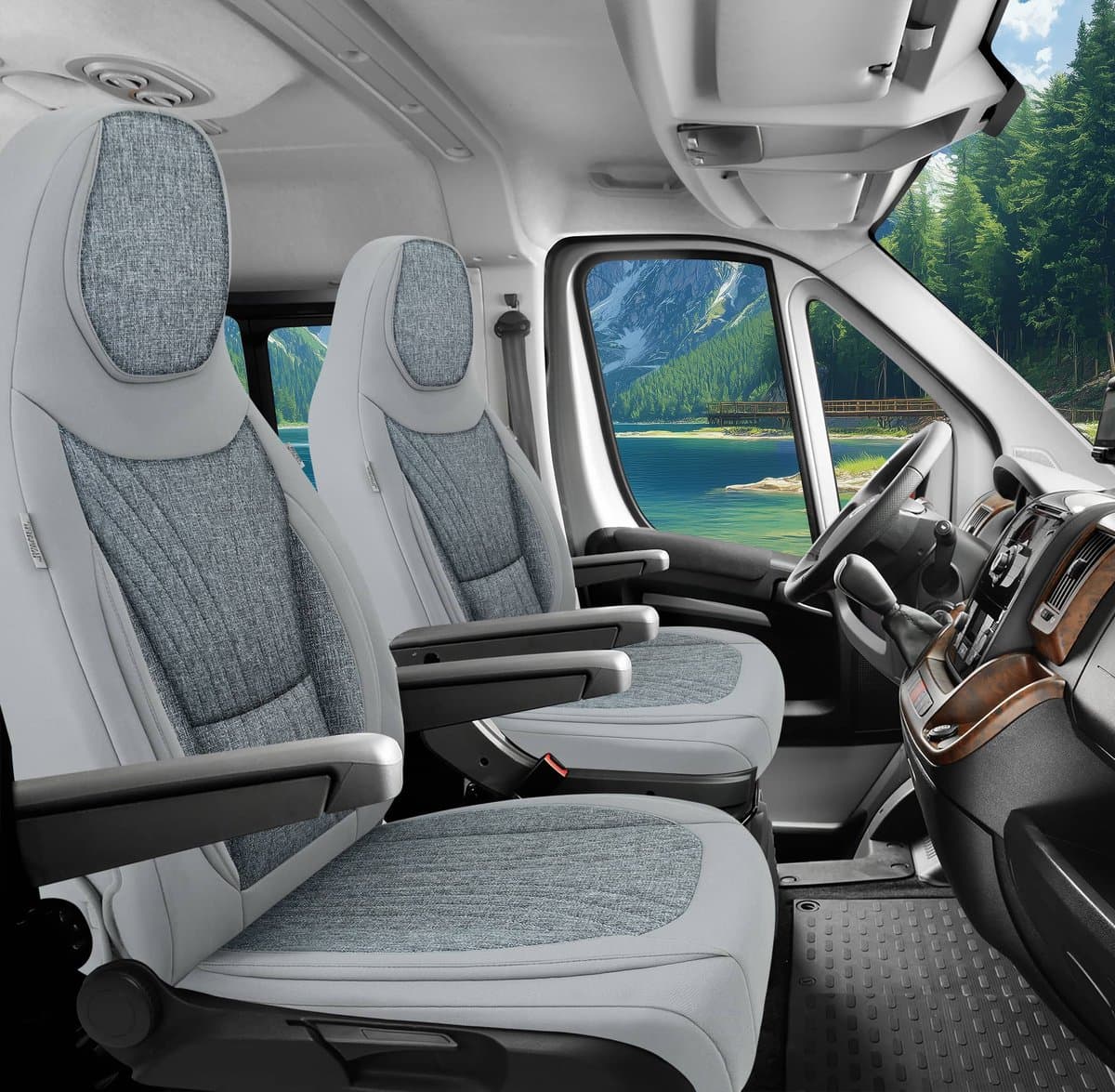 Premium Camper stoelhoezen voor Chausson Sport Line C8 in Grijs (2 losse stoelen)