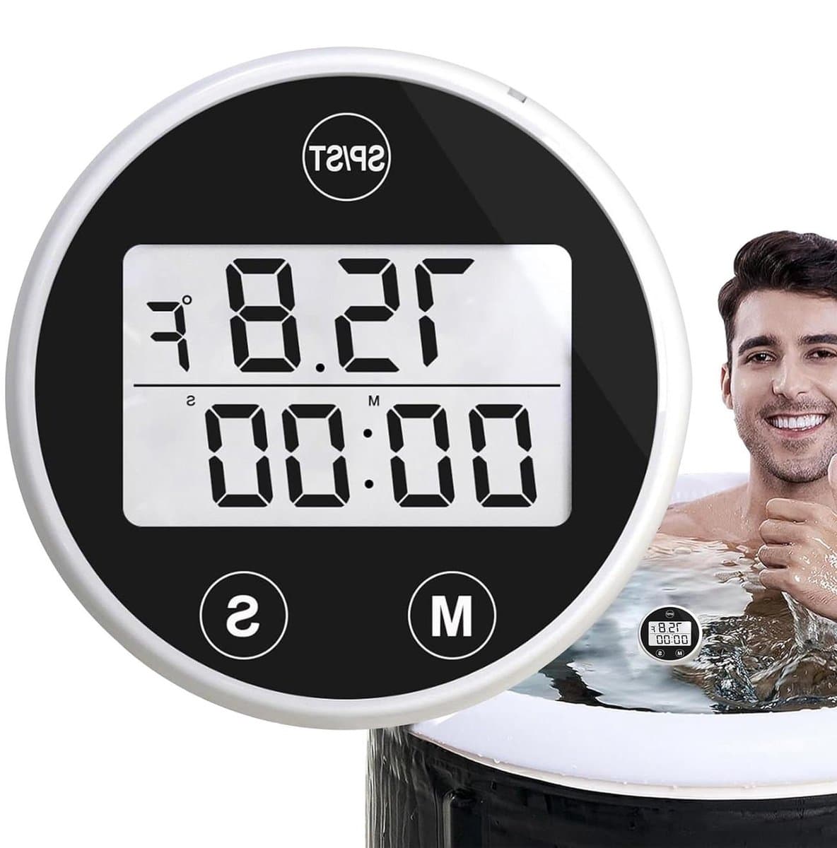 IJsbad Thermometer - Watertemperatuur Meter - Herstel Monitoren - Drijvend met Timer - 4 cm - Wit