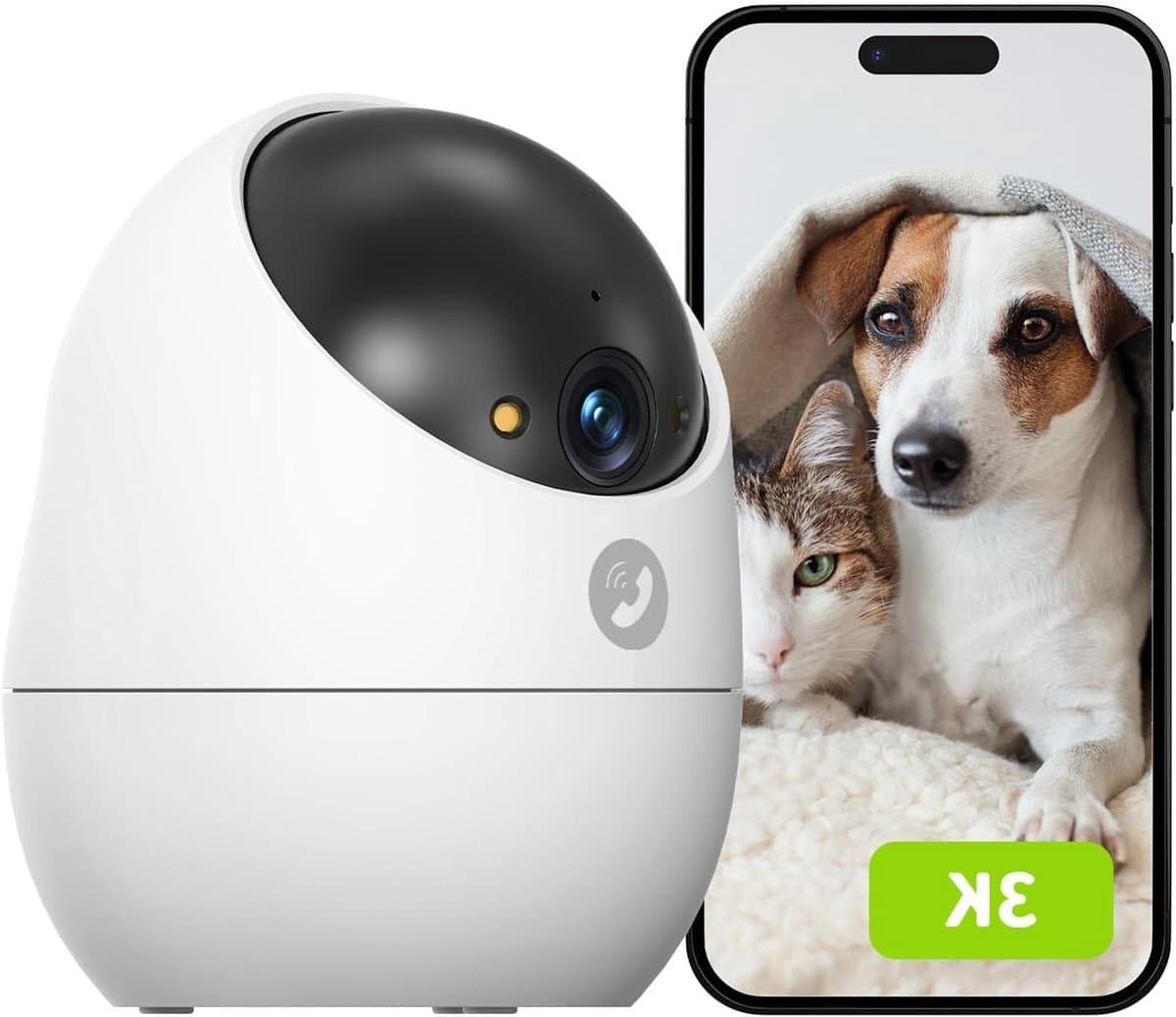 Beveiligingscamera Binnen - IP Camera Babyfoon - Huisbewaking - 360 Graden Dekking - 3K Resolutie - Wit