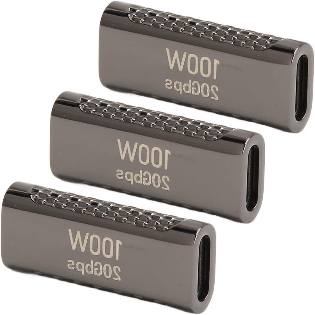 USB C Adapters - Type C Koppeling - Apparaten Verbinden - Snel Laden Data - 3 Stuks 100W - Zilver