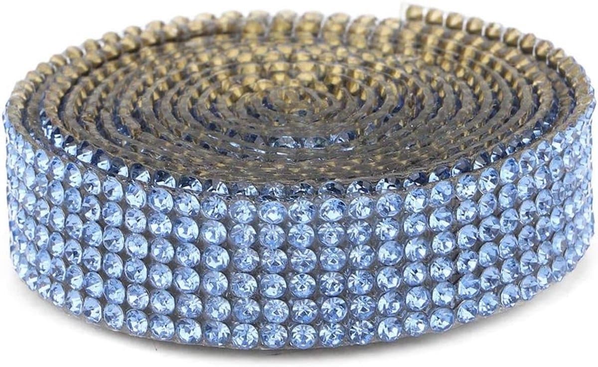 Shiny Diamond Bling Ribbon - Glazen Mesh Band voor Kunst en Ambachten, Strijkapplicatie voor Bruidsjurken en Schoenen (1m) (Blauw 6)