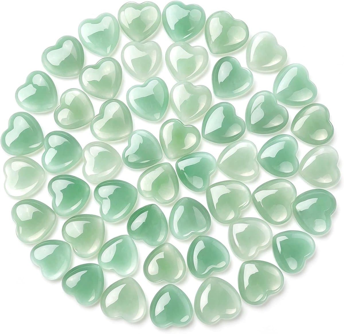 Gepolijste groene aventurijn harten, 50 stuks 20 mm natuurlijke kristallen voor meditatie, decoratie en energetische healing