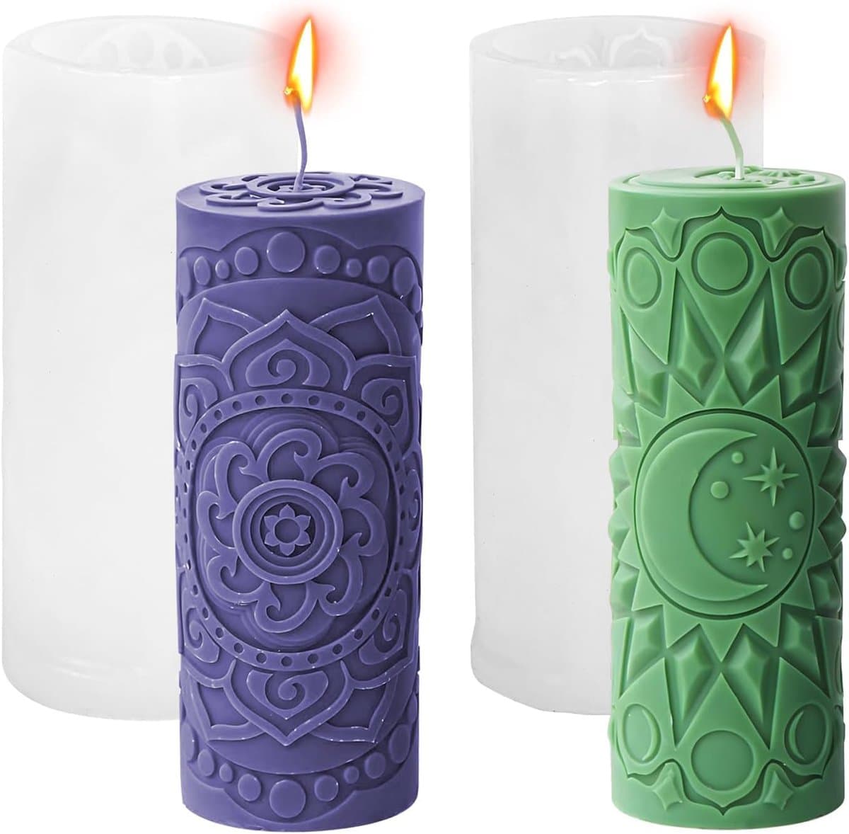 Set van 2 Siliconen Kaarsvormen - DIY Decoratieve Kaarsen (12cm)
