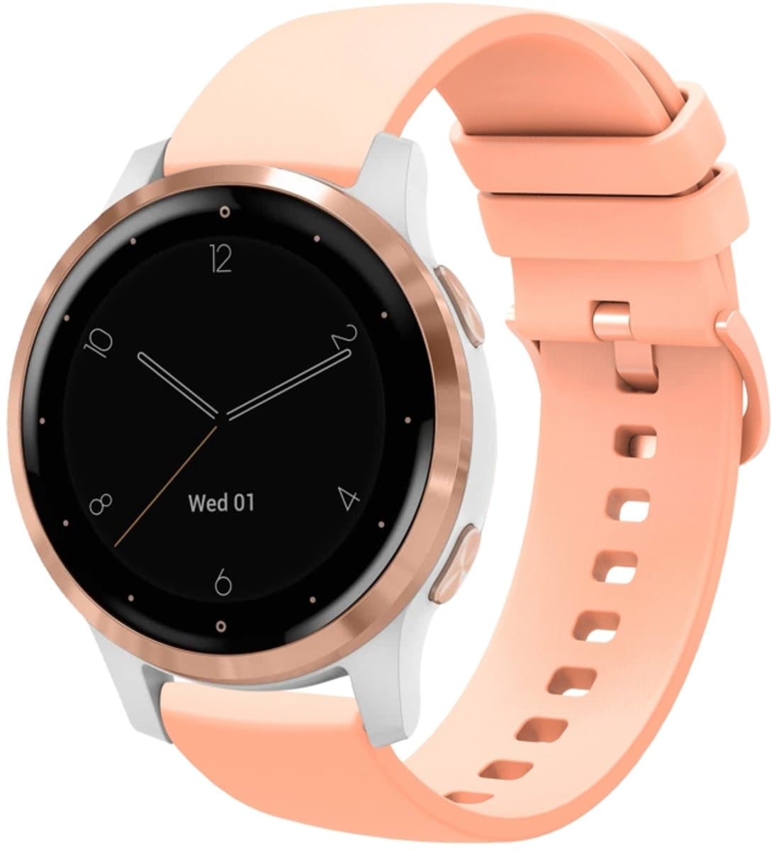 Voor Garmin Vivoactive 4S 18mm effen kleur zachte siliconen horlogeband (roze)