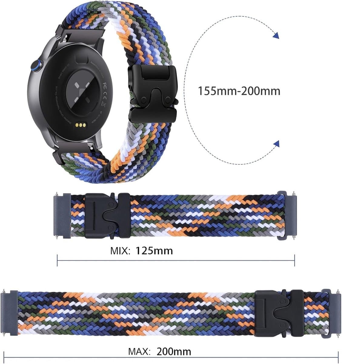 Sportieve Nylon Vervangarmband 22mm voor Smartwatches, Geschikt voor Huawei Watch GT en Series 3/4/5/6 Pro