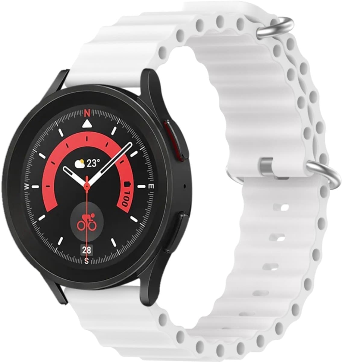 For Samsung Galaxy Watch 5 Pro 45mm 20mm Ocean Style Silicone Solid Color Watch Band(White)