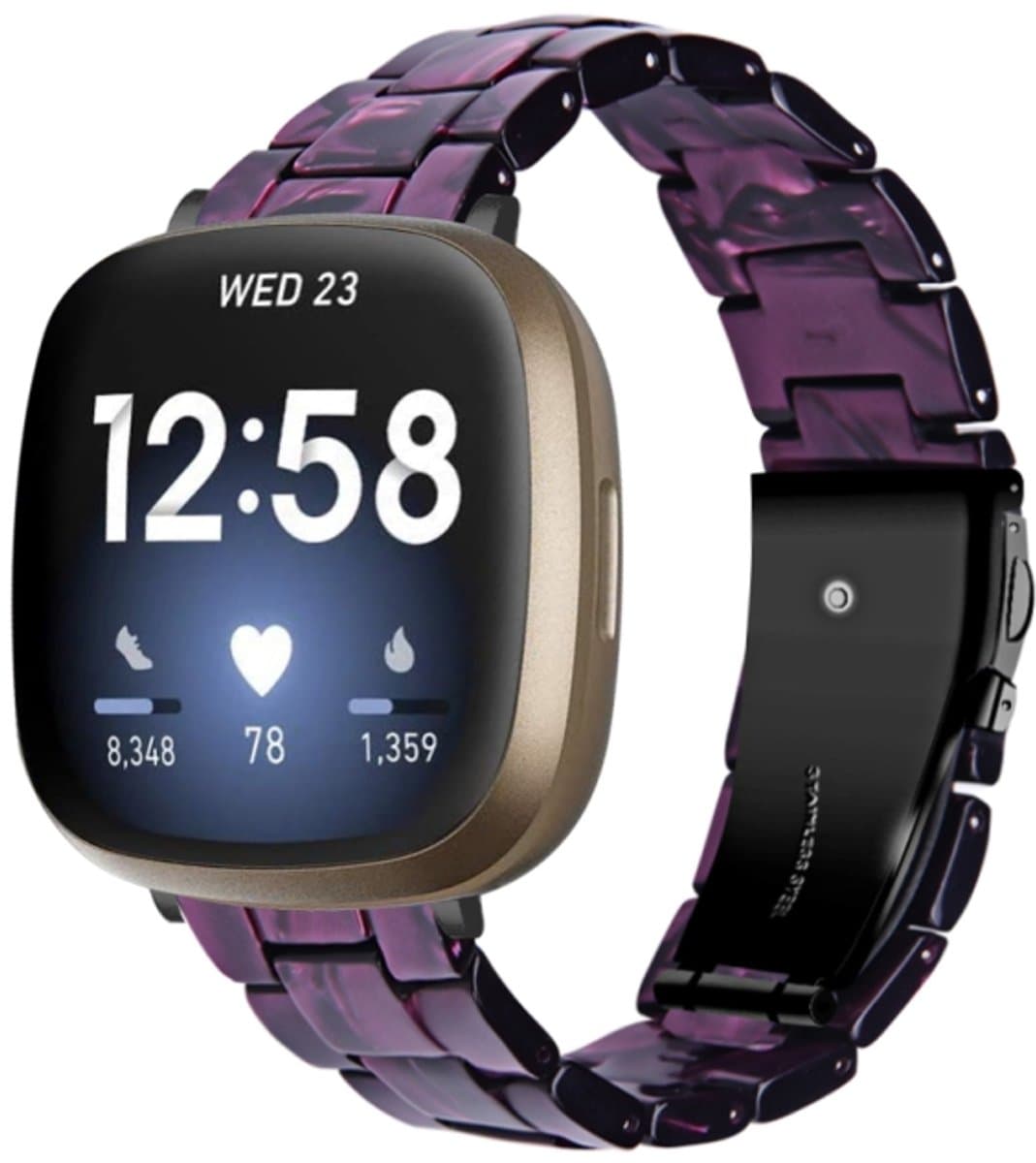 Voor Fitbit Versa 4 / Sense 2 universele hars horlogeband (paars licht)