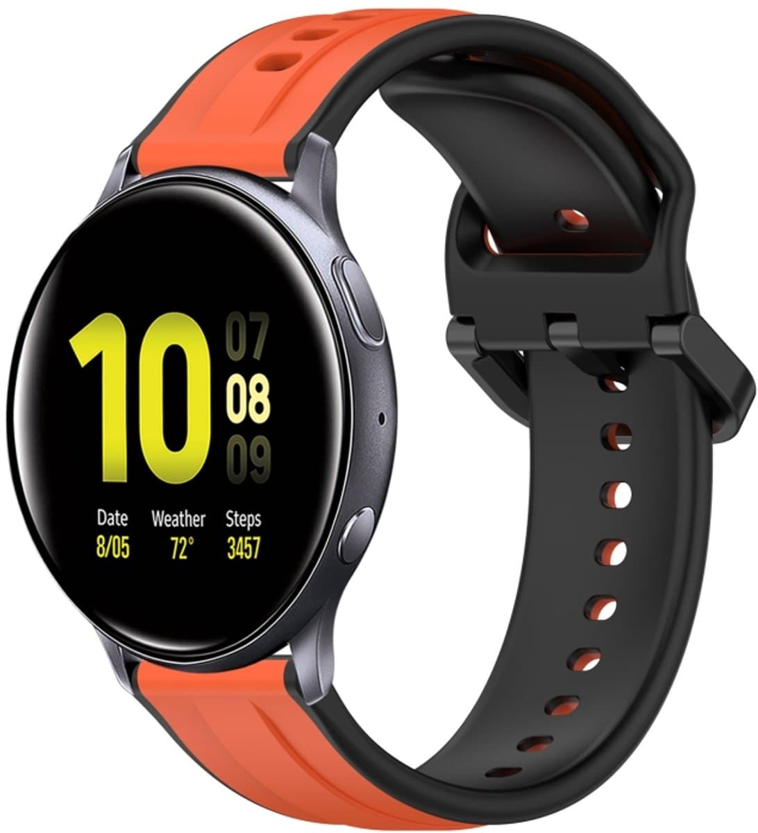 Voor Samsung Galaxy Watch Active 2 40 mm 20 mm bolle lus tweekleurige siliconen horlogeband (oranje + zwart)