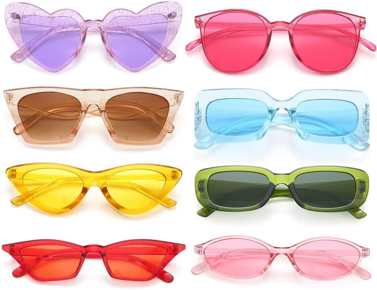 Thijox - Feestzonnebril Set van 12 Vintage Jaren '90 Zonnebrillen voor Dames - Perfect voor Carnaval, Feestjes en Festivals - Kleurrijke en Stijlvolle