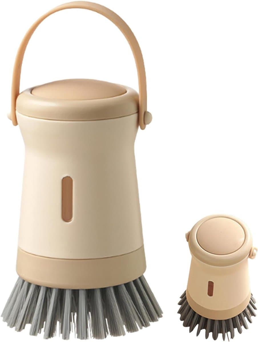 Afwasborstel met Dispenser - Zeepborstel Keuken - Efficiënt Afwassen - Zachte Duurzame Schrobber - 11 cm - Grijs