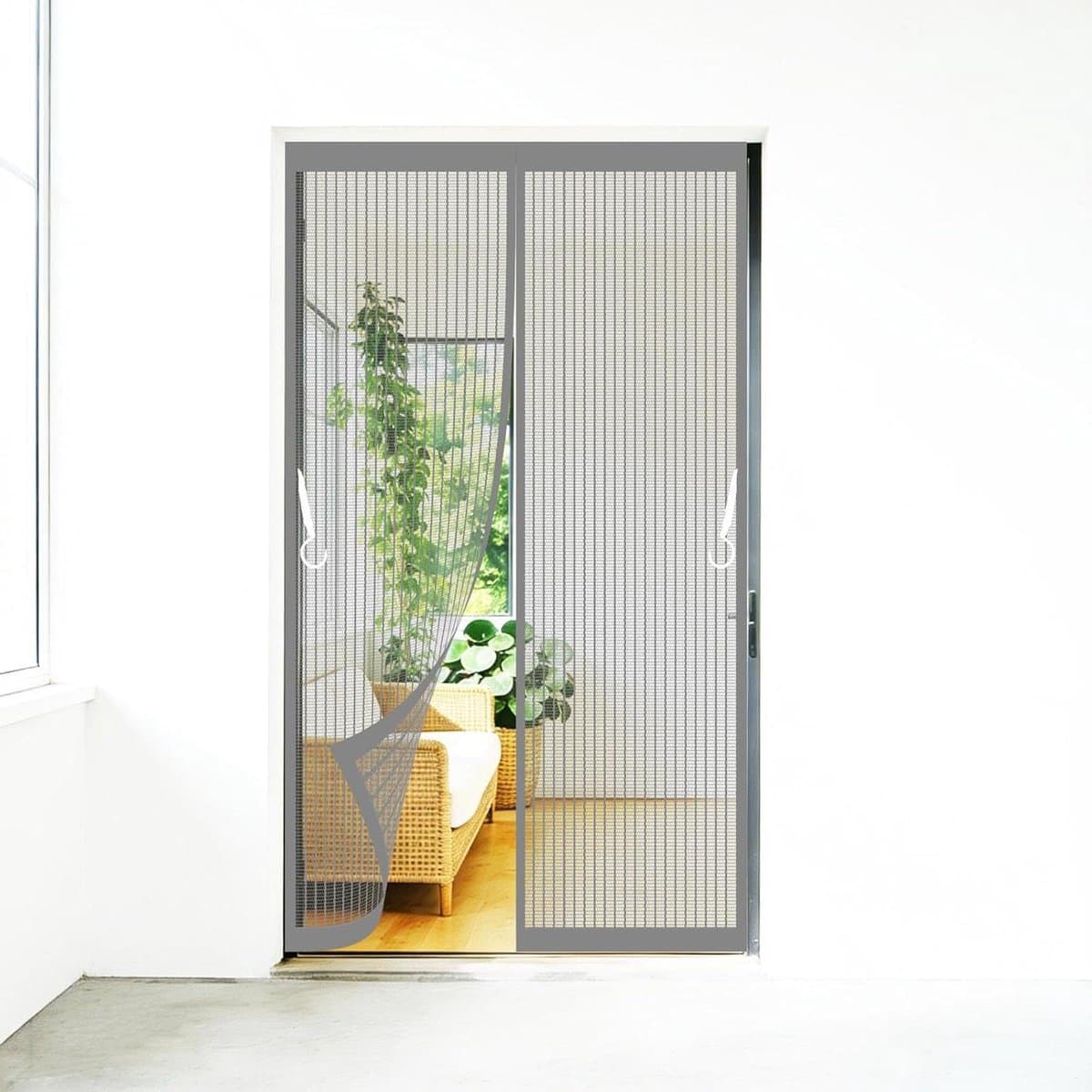 Magnetische Hordeur - Insectenbescherming Deur - Insecten Buiten Houden - Zonder Boren Installatie - 105 x 110 cm - Grijs