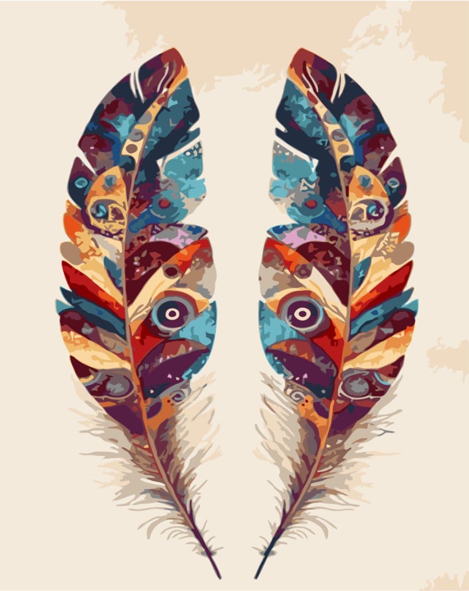 Paint by numbers Volwassenen – schilderen op nummer – Creatieve hobby – Ontspanning thuis – Cadeau idee – Compleet pakket – DIY decoratie – Veren – Boho – Sacred Feathers