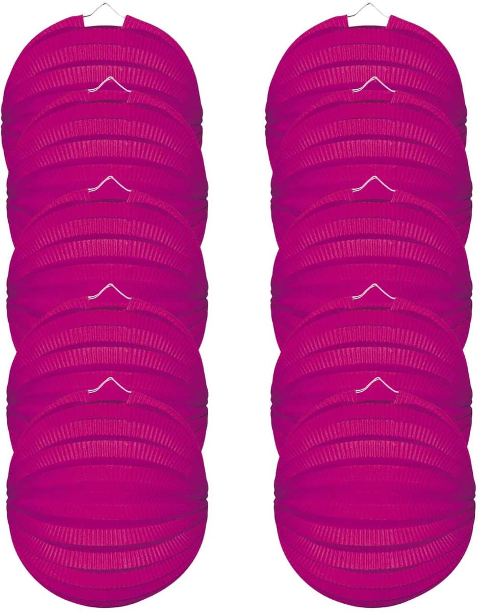 Party lampion van papier - 20x - ronde vorm - roze - dia 22 cm - versiering - niet brandvertragend