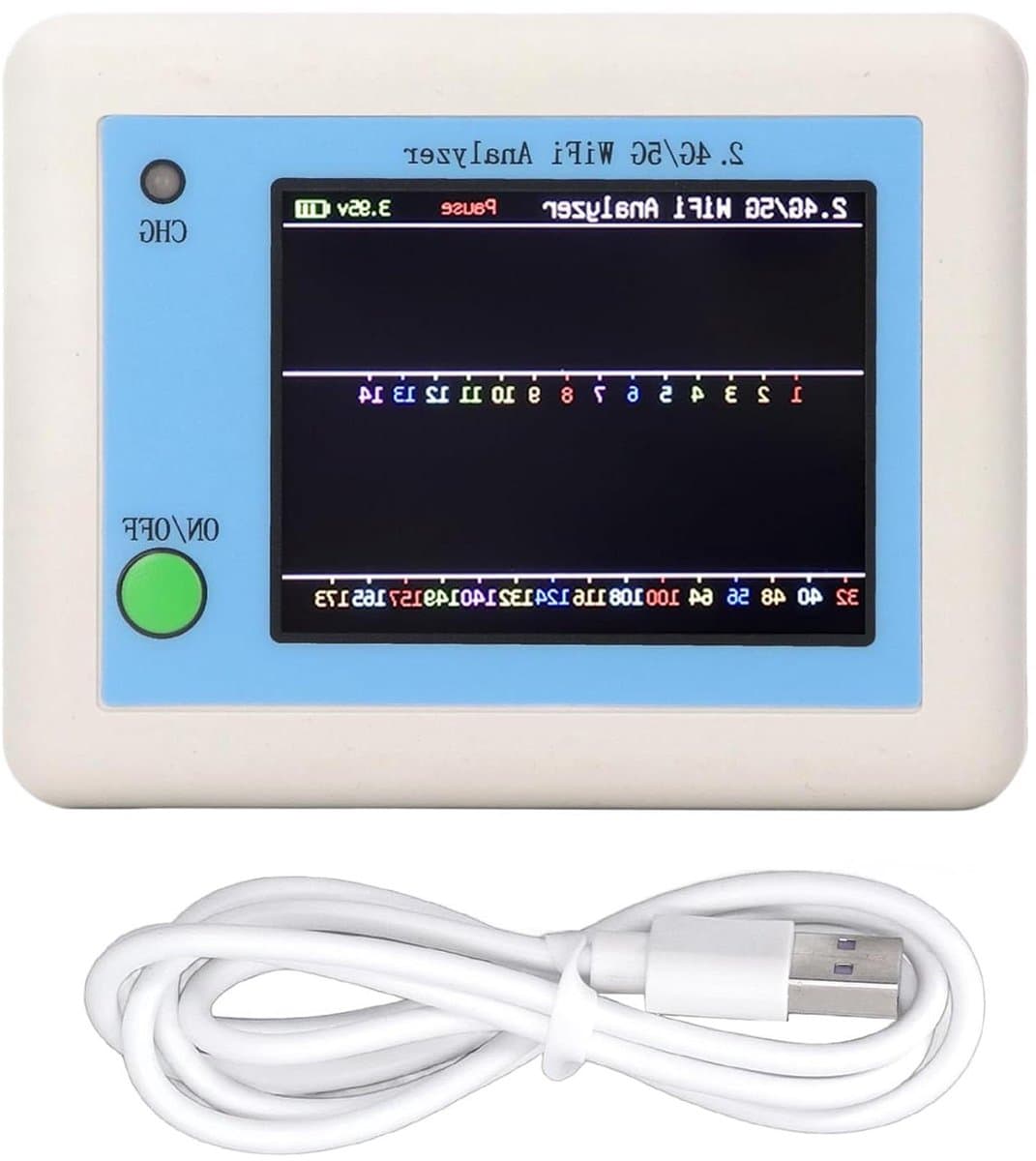 WIFI Analyzer - Netwerkscanner Spectrum Analyzer - Signaal Optimaliseren - 2.4 Inch TFT Kleurenscherm - 600mAh Batterij - Zwart