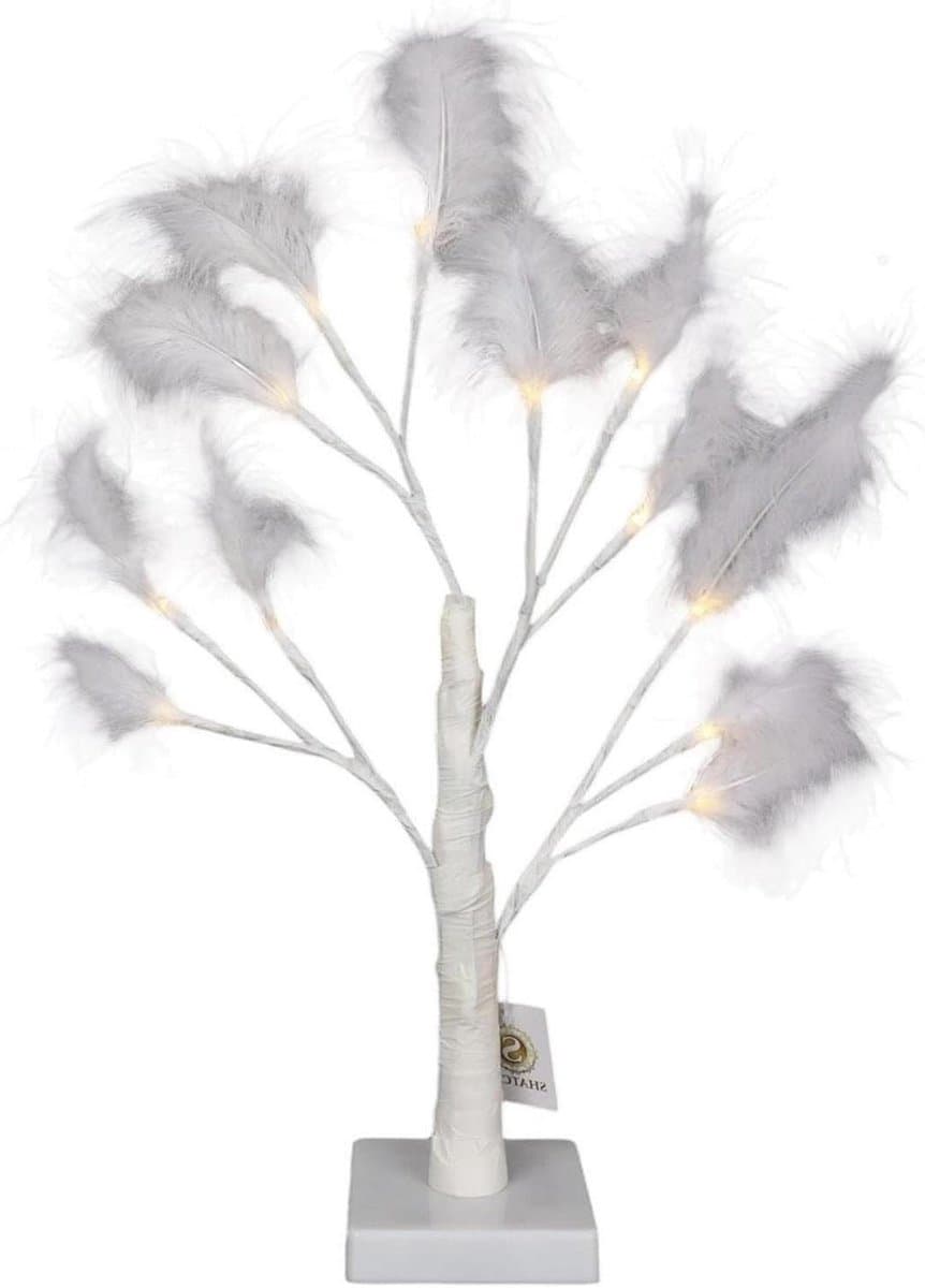 Veren Boom Tafellamp - Decoratieve Verlichting Pampasboom Lamp - Sfeerverlichting Huis - Warm Witte LED Verlichting - 55 cm Hoog