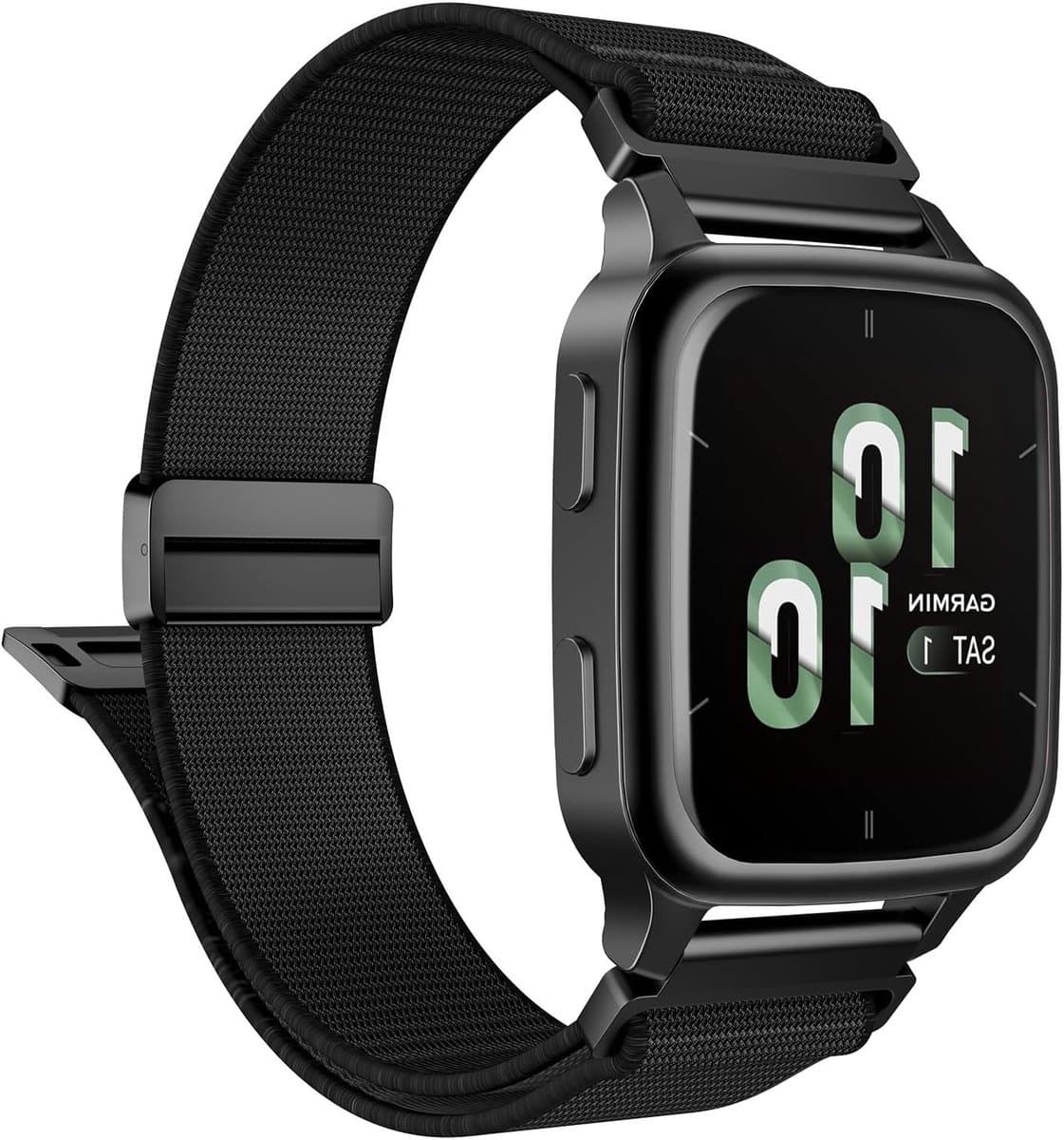 Verstelbare Nylon Horlogeband voor Garmin Vivoactive en Venu, Stretchy en Comfortabel, Zwart