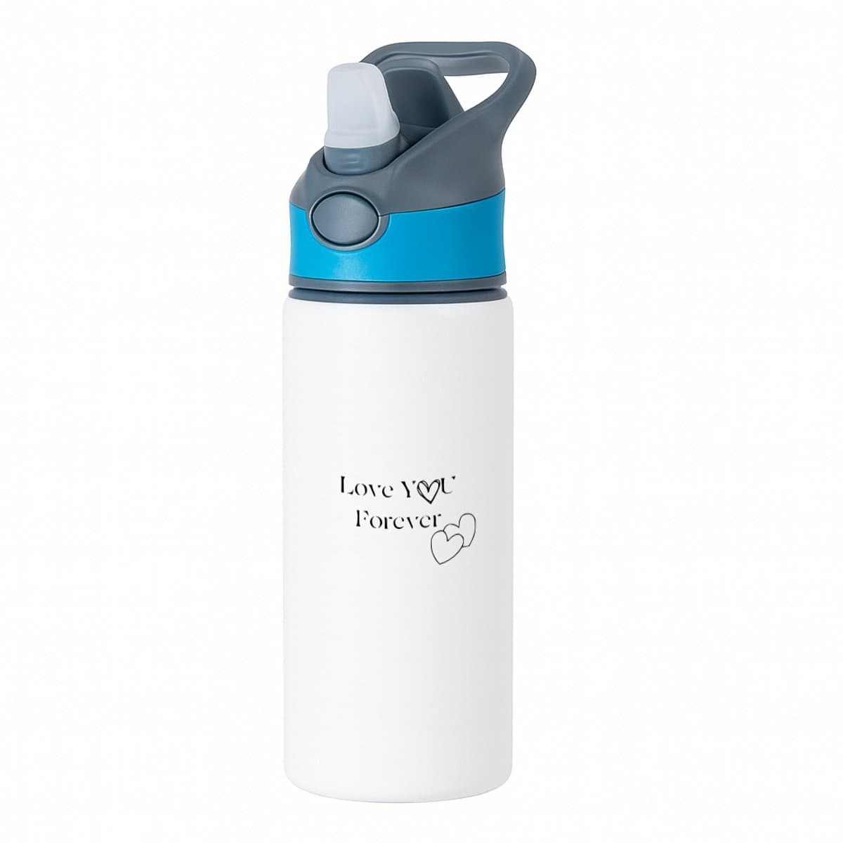 Hacebo® - Love you forever waterfles met rietje blauw - Liefde - Love - cadeau - verjaardag - valentijnscadeau - water fles - 650ML