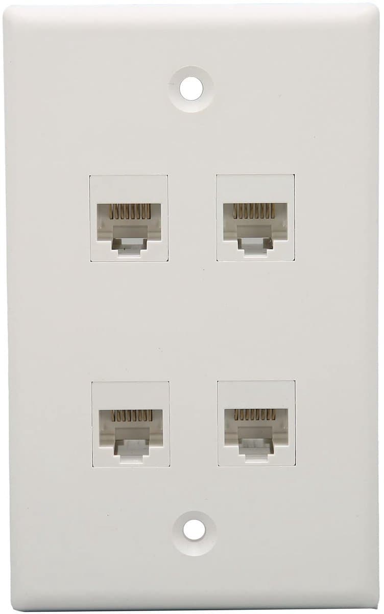 Dailygoody - Ethernet-muurplaat - Cat6 Keystone Jack - Perfecte oplossing - Wit - RJ45 Koppeling - 4 Poorten - Geschikt voor Router en Computer