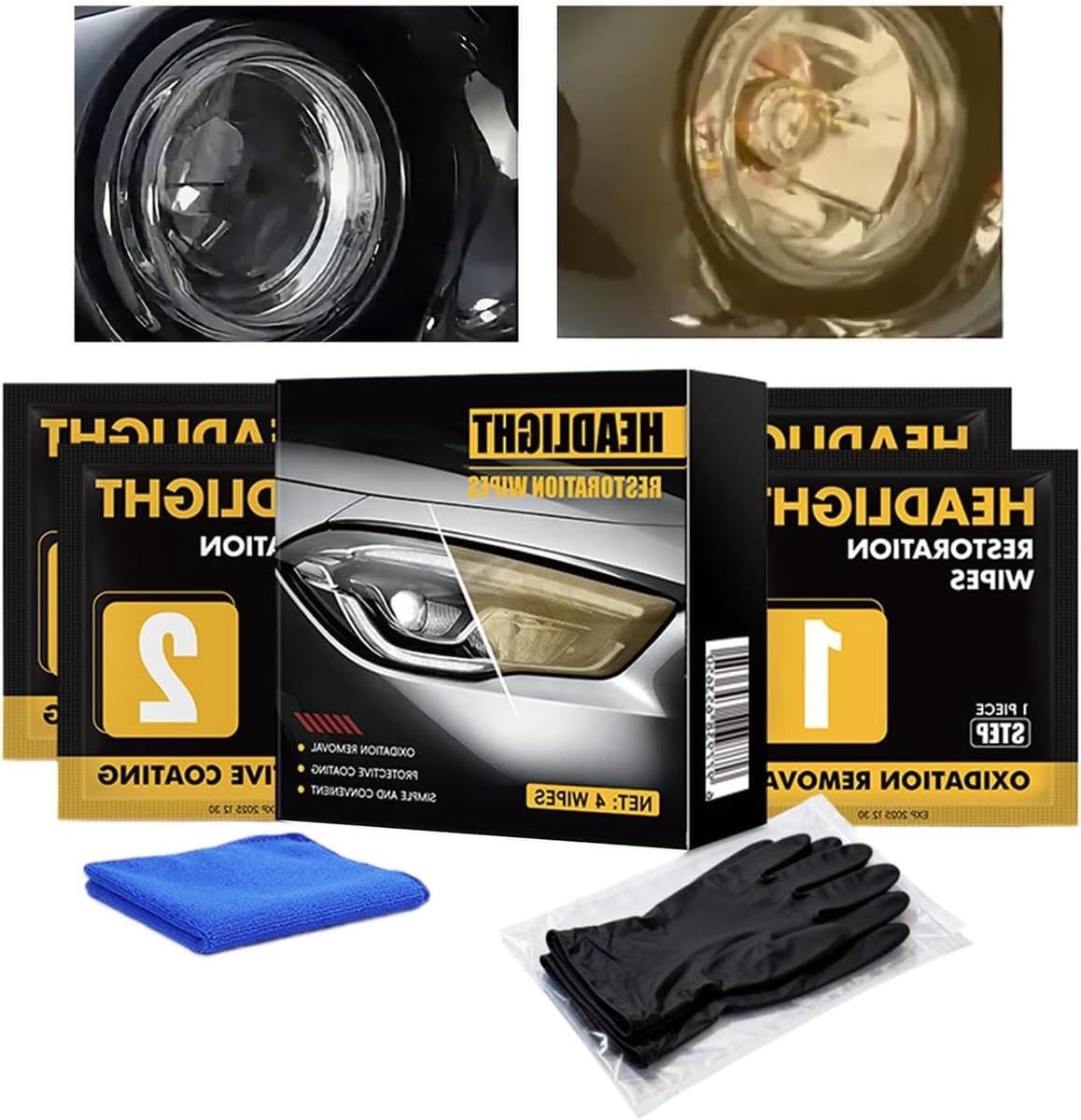 Koplamp Doekjes - Lens Reiniger - Voertuig Onderhoud - Beschermende Coating - 2 Stuks - Niet Van Toepassing