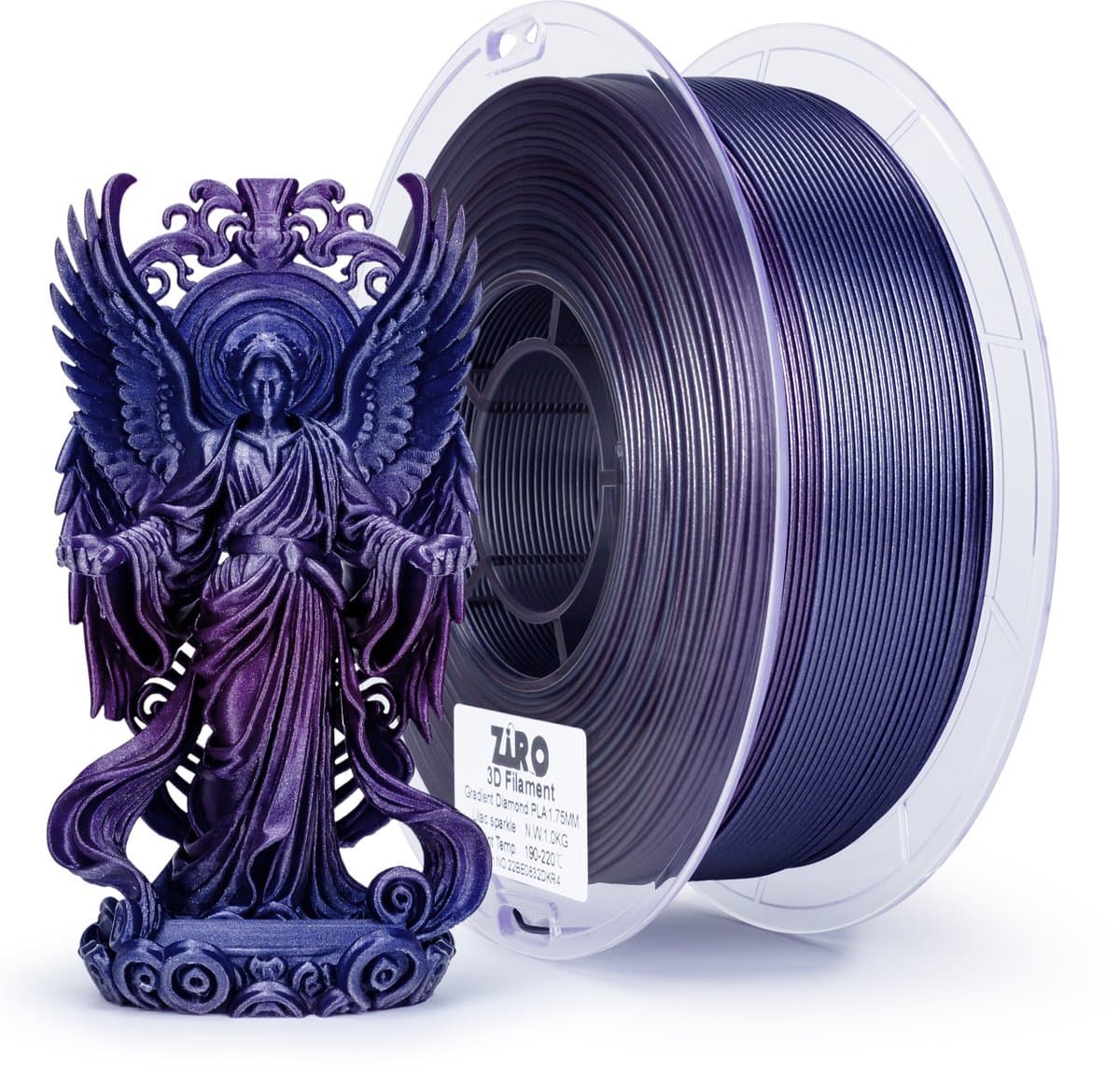 ZIRO Gradient Diamond PLA Filament 1.75mm – 1KG – Lilac Sparkle – Diamant Glinsterende Tweekleurige Satijnoverloop – 3D Printer Filament