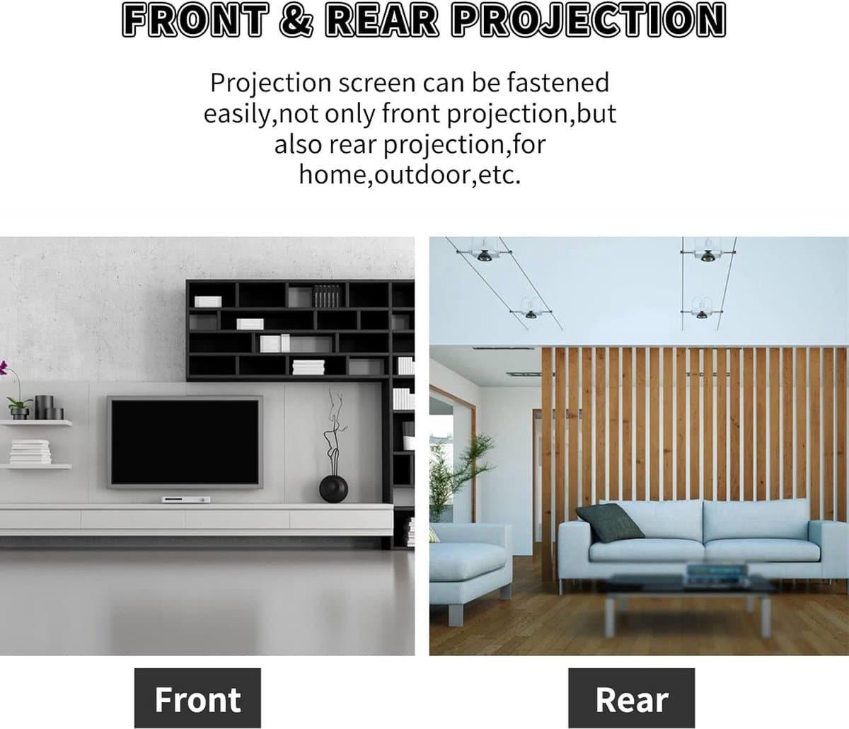 Projectiescherm - Beeldscherm - Thuisbioscoop Creëren - Draagbaar en Opvouwbaar - 84 inch - Zwart Wit