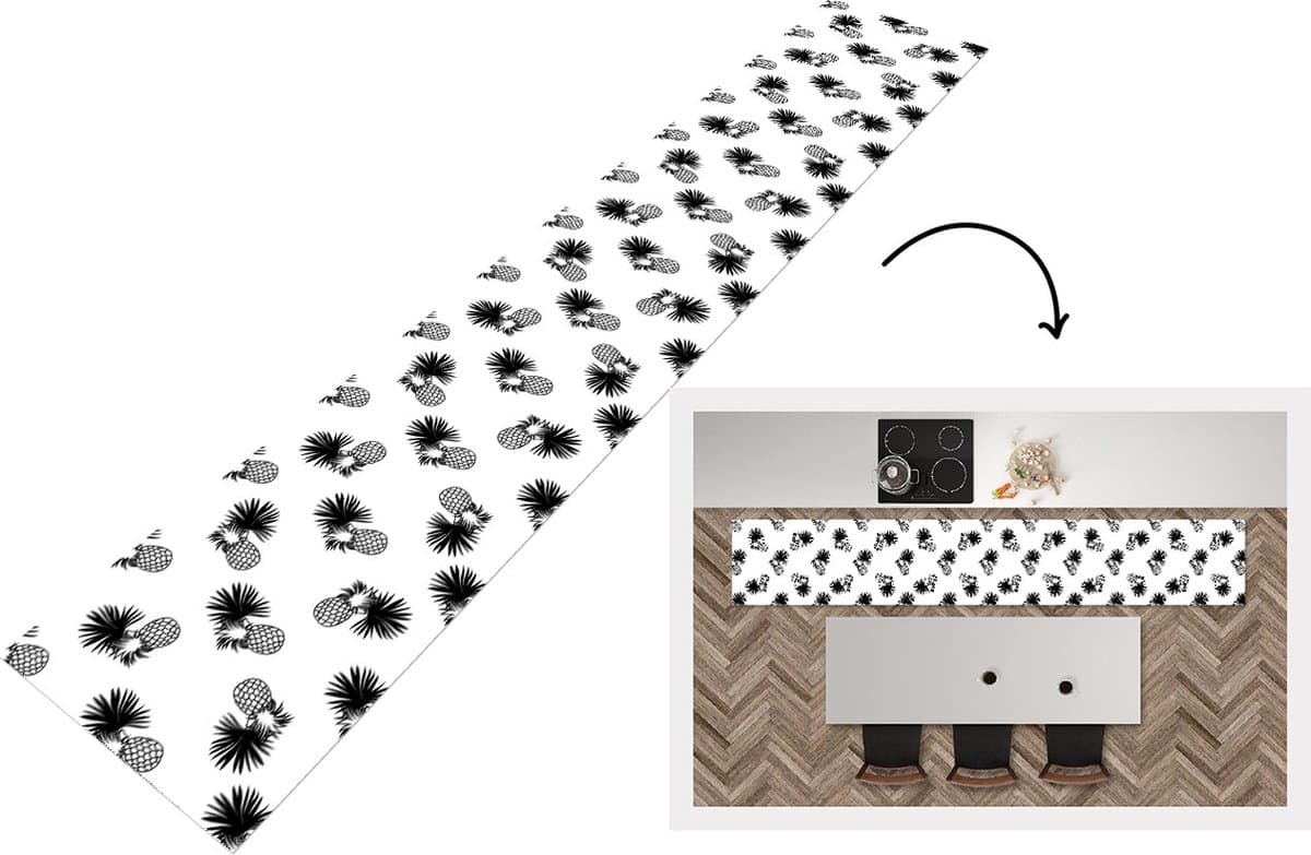 Keukenloper - Loper keuken - Ananas - Patronen - Jungle - 300x50 cm - Keukenloper vinyl