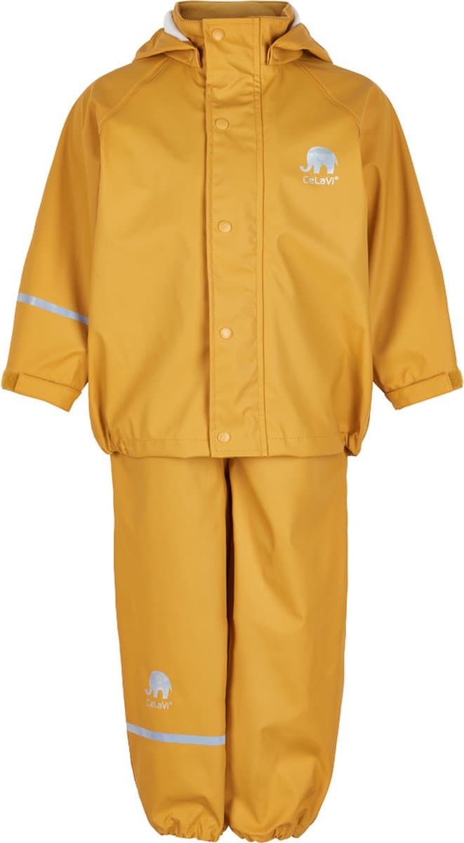 CeLaVi - Basic regenpak voor kinderen - Mineraalgeel - maat 130 (128-134cm)