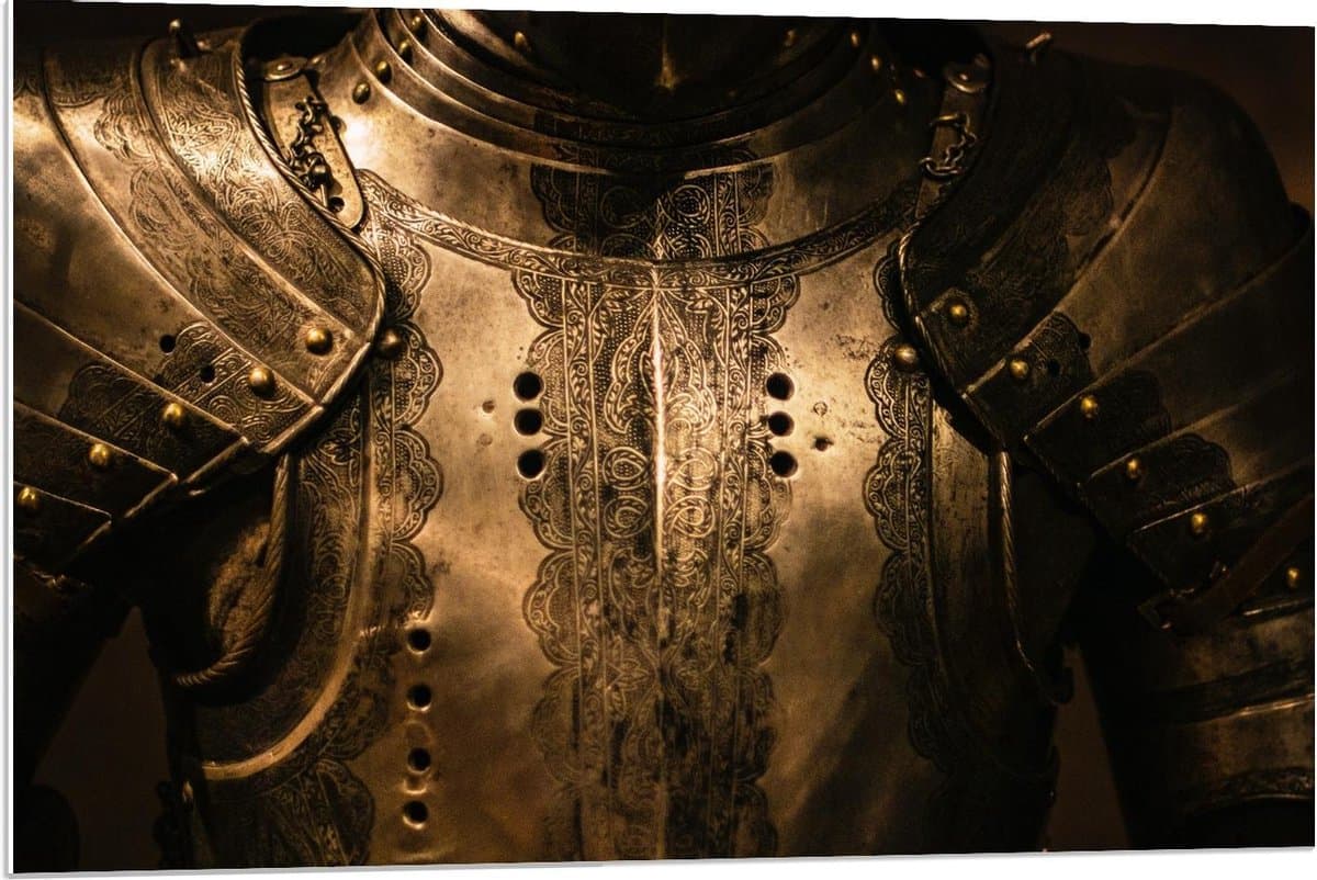 KuijsFotoprint - Schilderij - Harnas Ridder Uit De Geschiedenis - Bruin En Grijs - 60 X 90 Cm