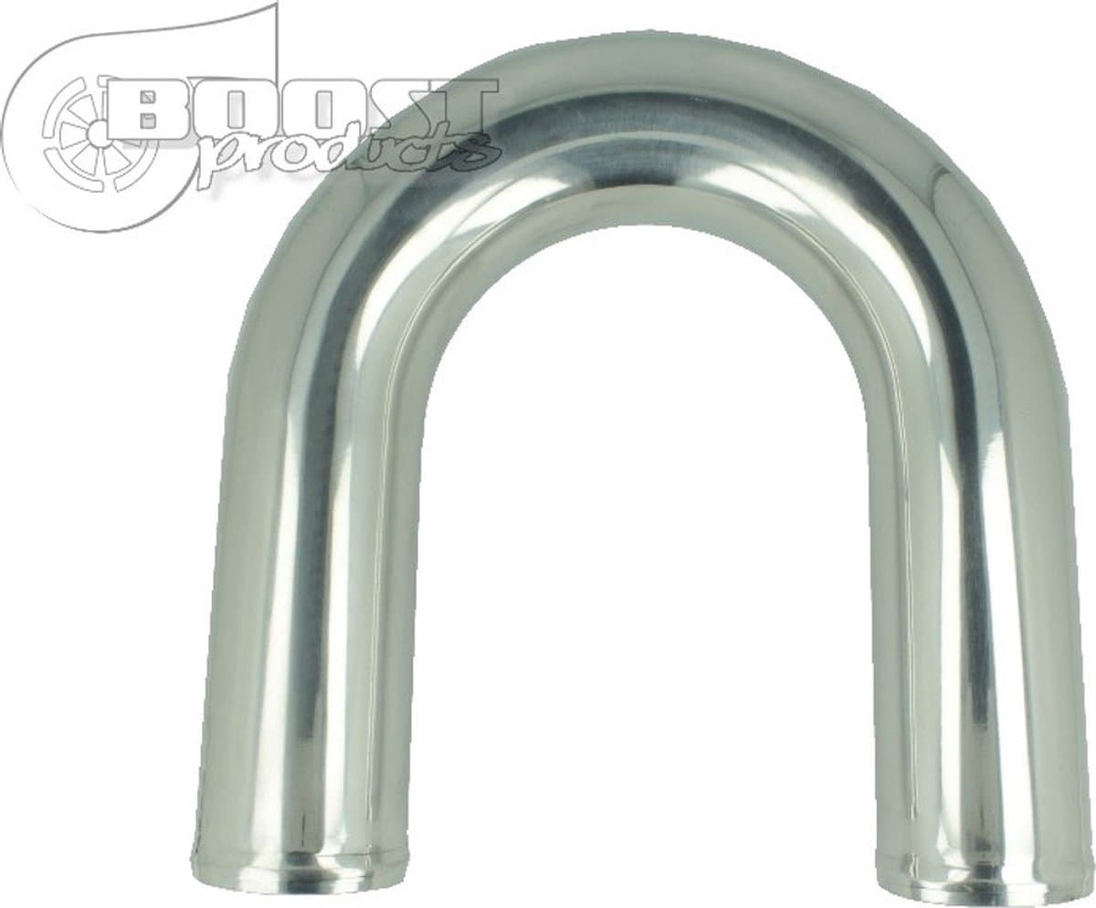 Aluminium bocht 180° met een diameter van 80 mm, doorn gebogen, gepolijst