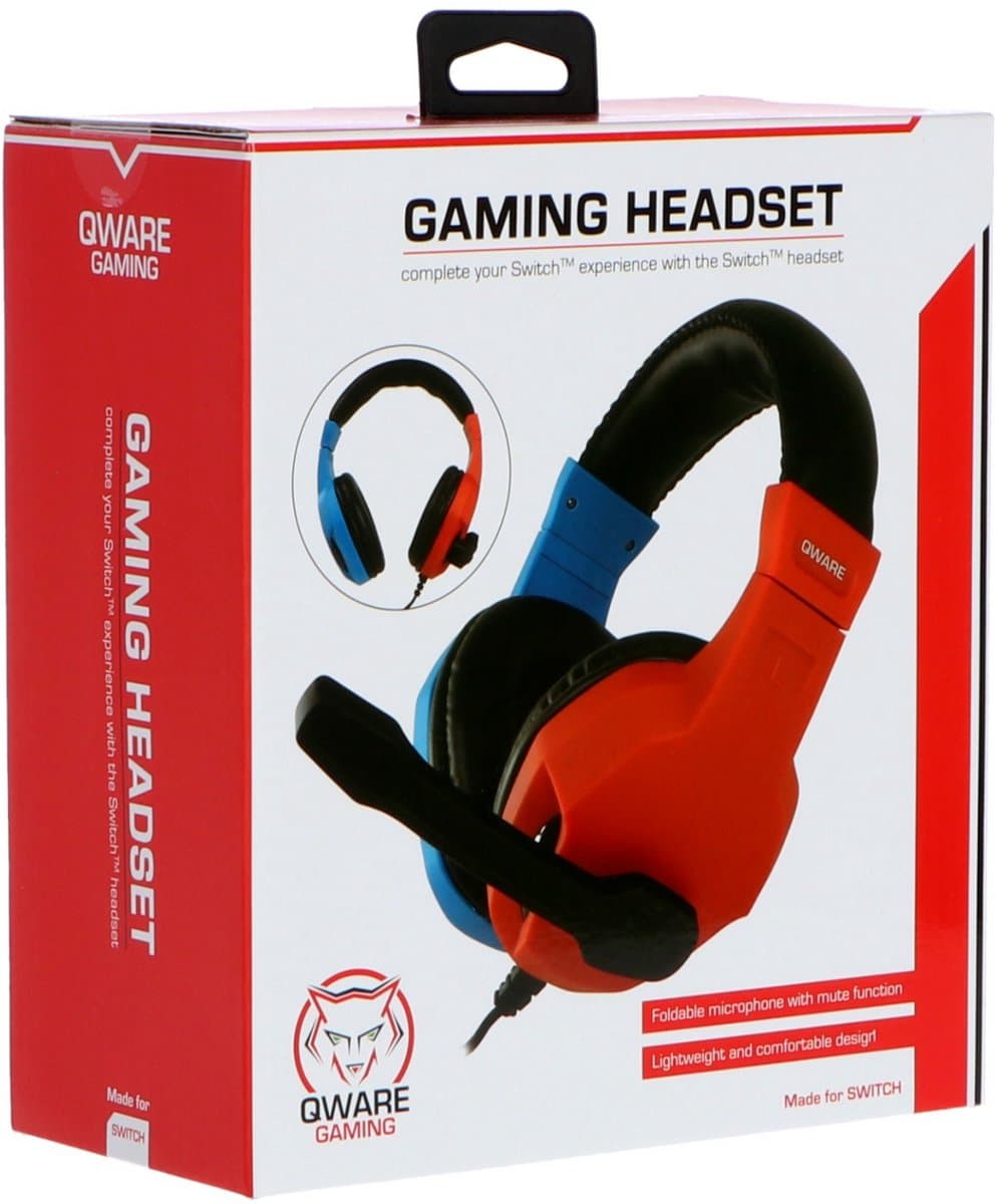Qware Gaming - Switch Headset - Rood/Blauw - Geschikt voor Nintendo Switch (en OLED/Lite)