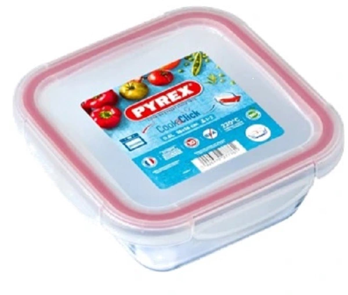 Pyrex COOK&CLICK Pyrex 2 L Hittebestendige, luchtdichte glazen bewaardoos met afdichting
