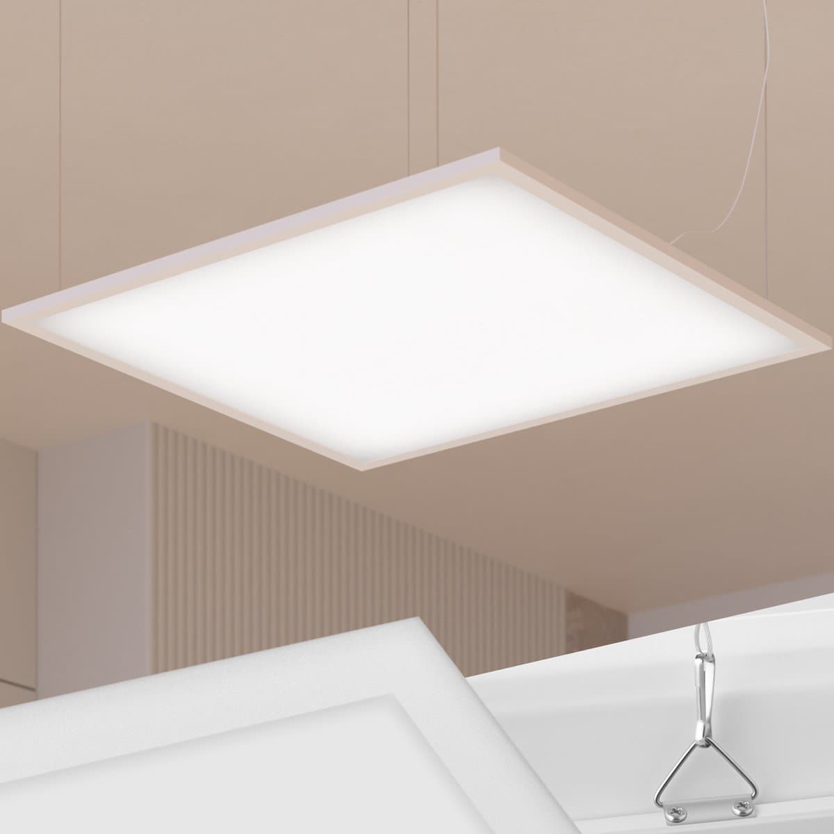 tectake® LED Paneel Lucerna - 62 x 62 - LED TL voor Systeemplafond - Plafondlamp - Wandlamp - Plafonniere - Ultradun - Warmwit 3000K - Energiebesparend