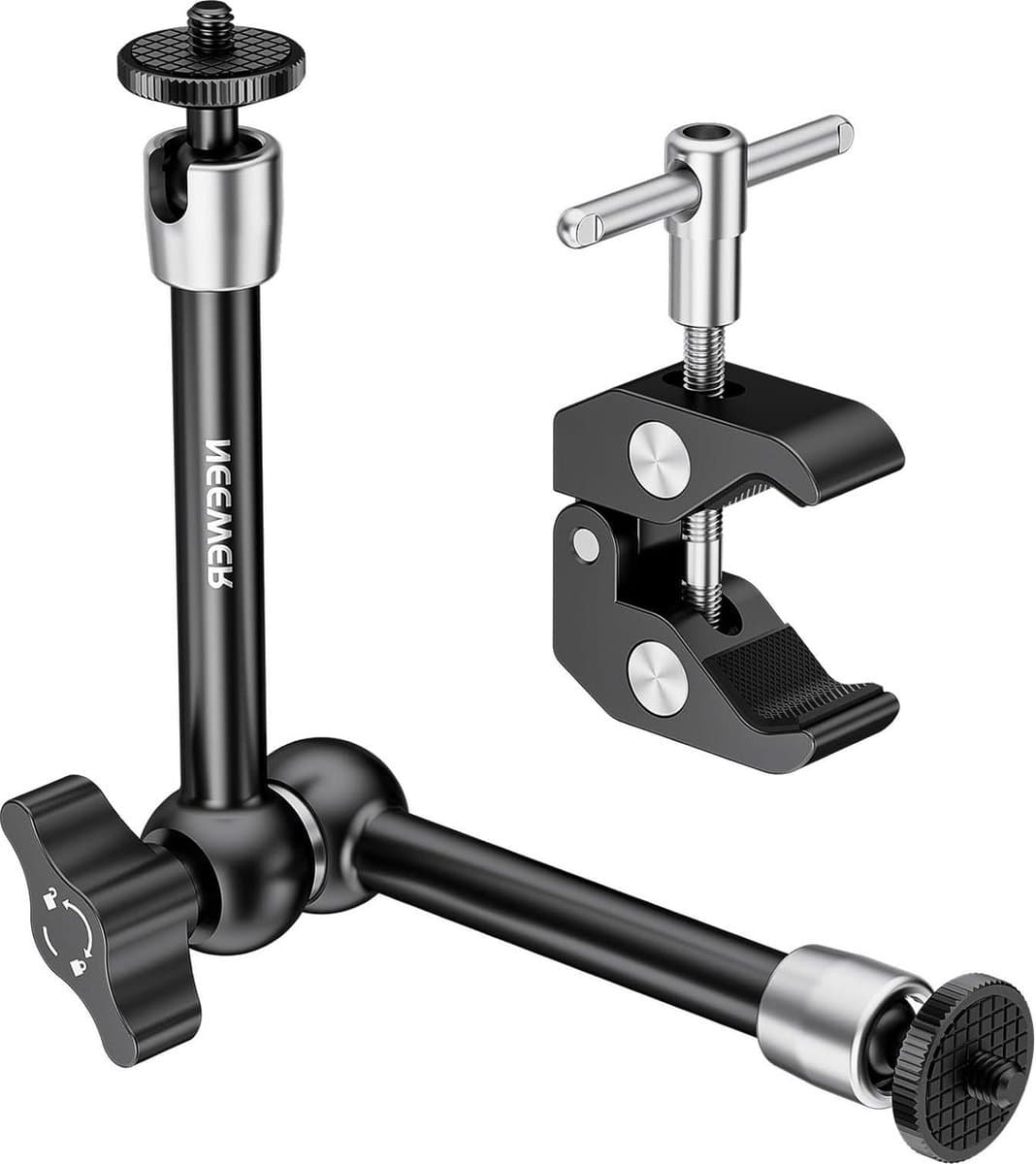 Verstelbare 25cm Magic Arm met Super Klem - 1/4" en 3/8" Schroefdraad - 1/4" Schroeven - voor flits-LED-licht-microfoon-monitor - compatibel met SmallRig camerakooi - maximale belasting 2 kg ST25C