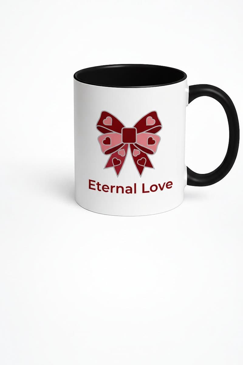 Koffiemok Eeuwige Liefde 'Eternal Love' met Romantische Strik & Hartjes - Perfect Valentijn Cadeau