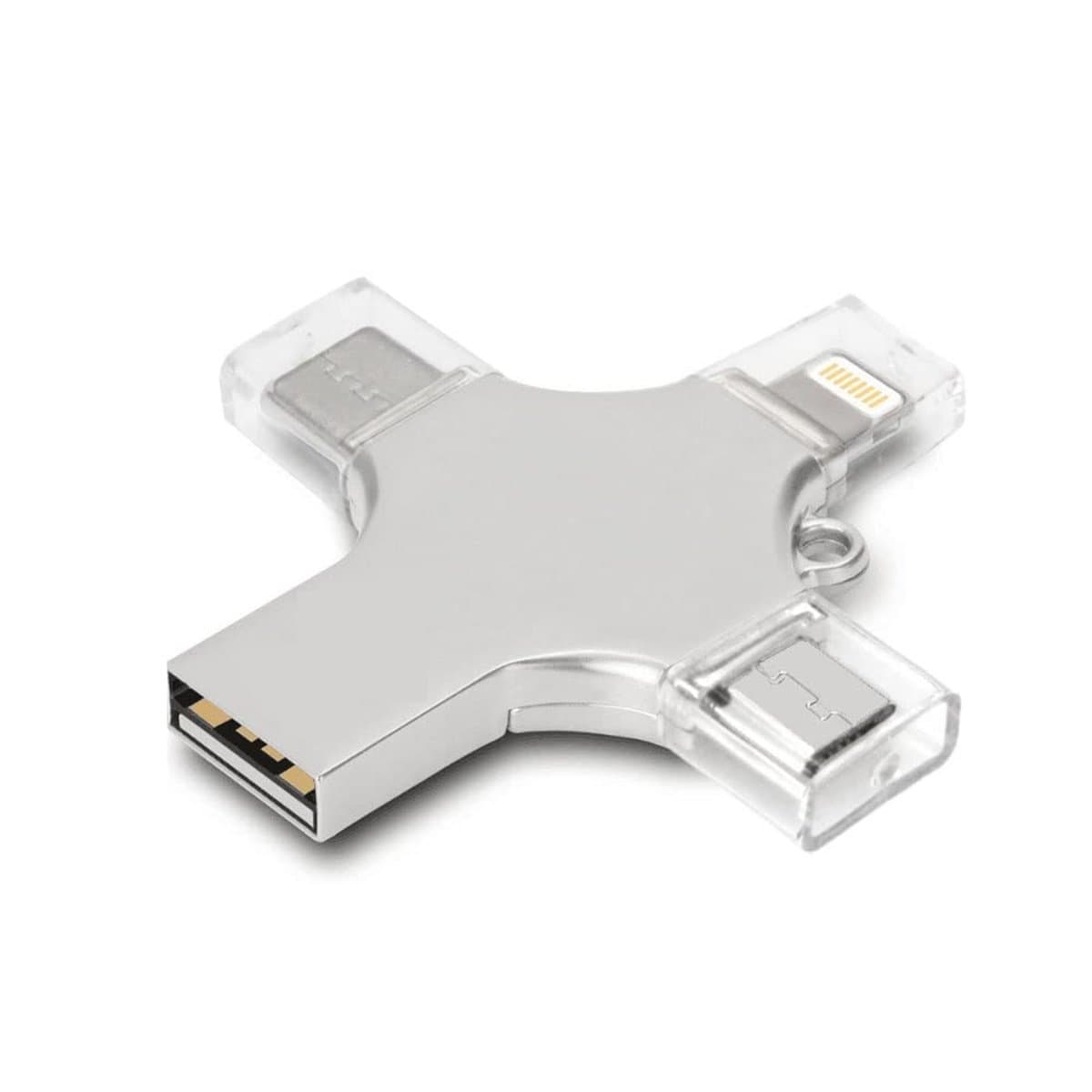 QTTVBTNA -4 in 1 Flash Drive / 128GB / Zilver / USB Opslag / USB Stick / Externe Geheugen voor smartphones tablets Lightning Android / USB-C / USB. 3.0