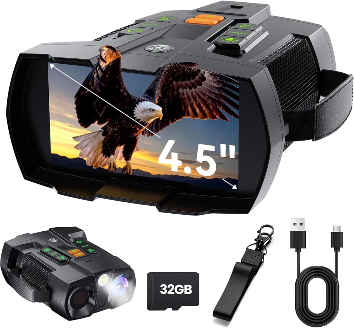 Core® Nachtkijker - Nachtzichtkijker - Infraroodkijker - 10-voudige Zoom - 32 GB Geheugenkaart - Zwart - 20cm x 18cm x 11cm