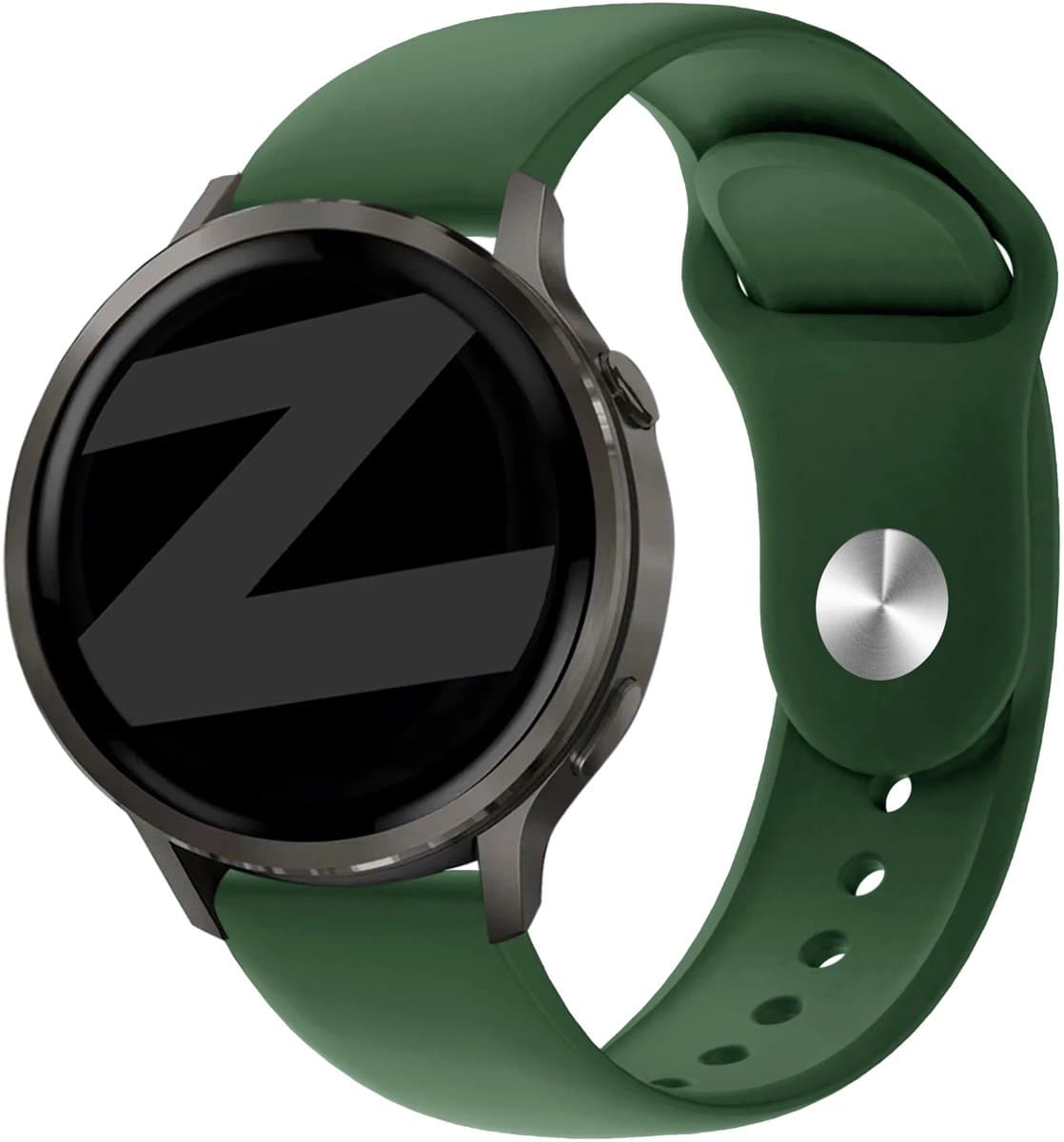 Bandz Siliconen sport 'Deluxe' bandje geschikt voor Garmin Vivoactive 6 / 5 / 3 / Vivomove / 3 / HR / Style / Luxe / Sport / Trend / Forerunner 645 / 570 / 245 / 165 / 55 / Venu / SQ / SQ2 / 2 Plus / Approach S12 / S40 / S42 - Legergroen