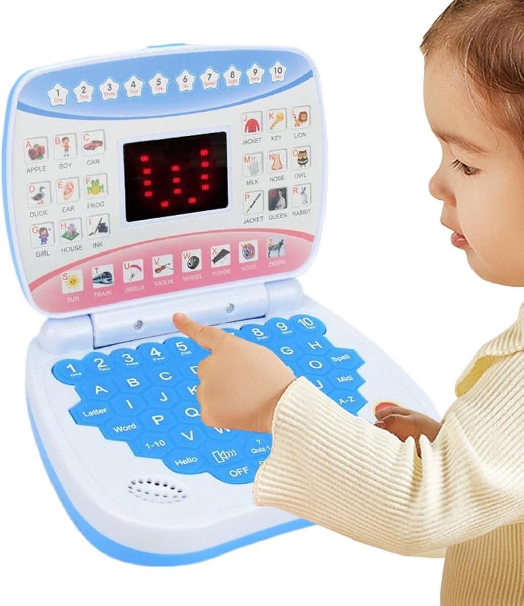 Kinderlaptop - Educatieve computer - Vroege studie - Draagbaar handvat - 15 cm - Blauw