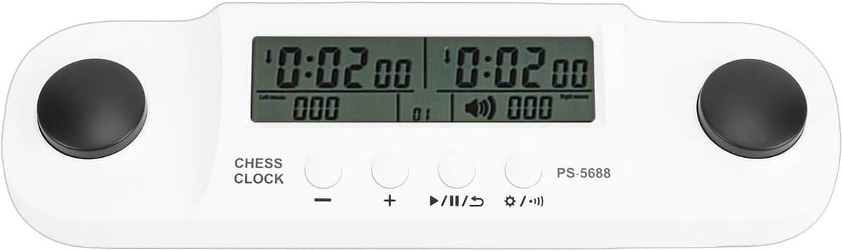 Schaakklok - Schaaktimer - Wedstrijd Timing - Draagbaar ABS Materiaal - 26 x 7.3 x 3.5 cm - Wit