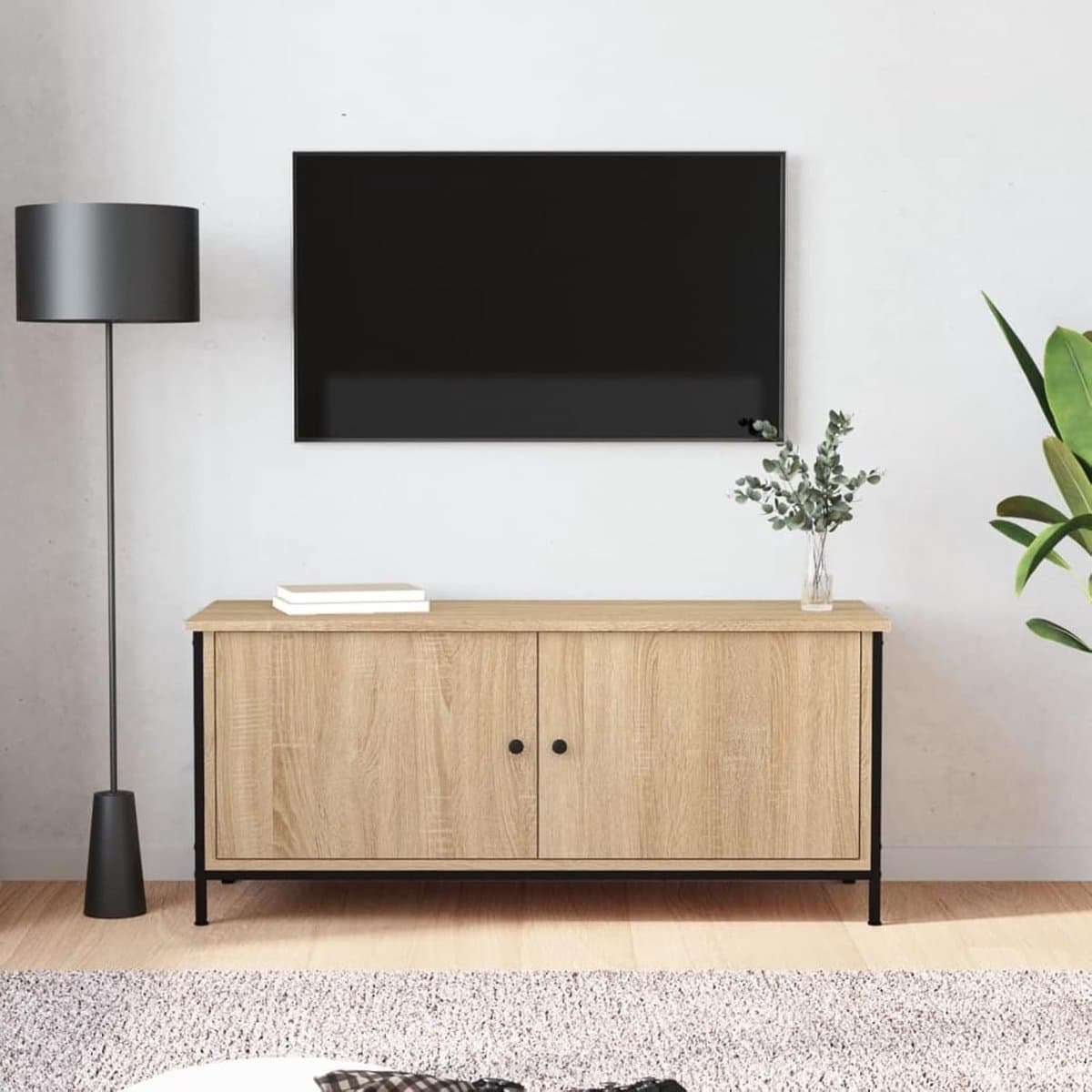 Tv-meubel - Tv-kast - Woonkamer Opbergen - Multiplex Deuren - 102x35x45 cm - Sonoma Eiken
